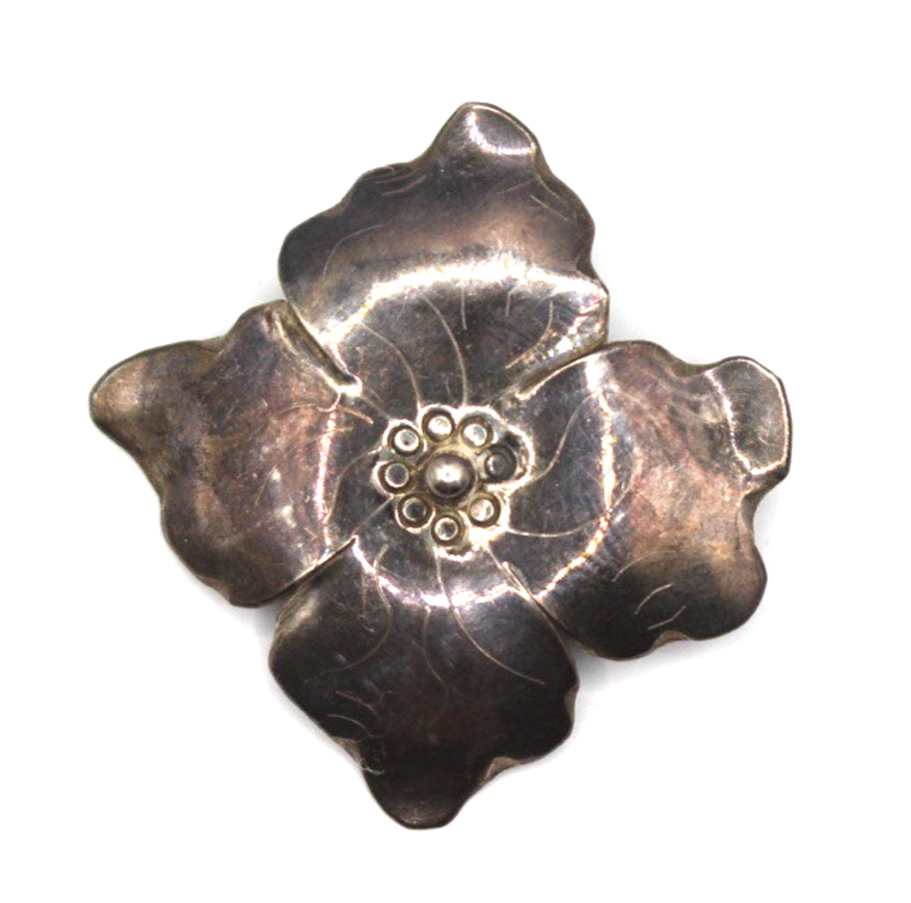 Vintage Sterling Silver Square Flower Brooch/Pin